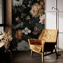 Idea4wall 2pcs Vintage Floral Bouquet Classic Dark Botanical Wall Murals, Removable Self-Adhesive Stick Wallpaper Large Wall Stickers for Home Decorative, 48"x108"