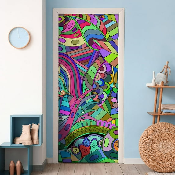 Idea4wall 2pcs Watercolor Irregular Graffiti Printed Stick Wallpaper Removable Wall Murals Large Wall Stickers for Home Decoration, 72"x48"