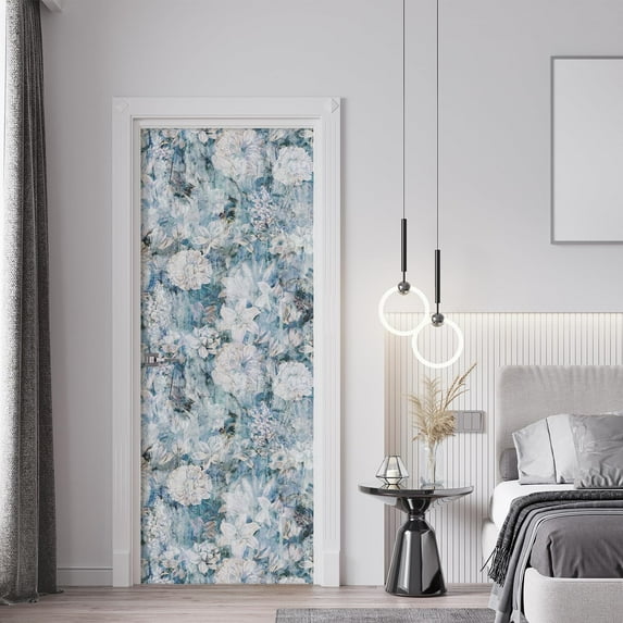 Idea4wall 2pcs Watercolor White Floral Abstract Artistic Flower Field Wall Murals, Not Peel and Stick, Non-Woven Wallpaper Large Wall Decoration for Rooms, 48"x96"