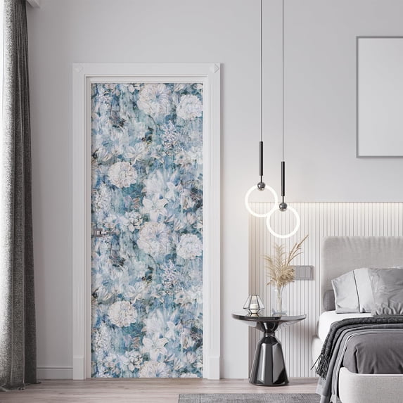 Idea4wall 2pcs Watercolor White Floral Abstract Artistic Flower Field Wall Murals, Removable Self-Adhesive Stick Wallpaper Large Wall Stickers for Home Decorative, 48"x120"