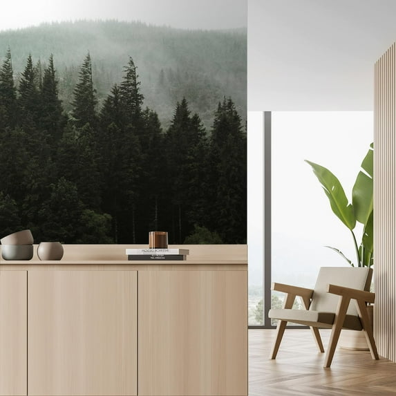 Idea4wall 2pcs Woodland Forest Fir Trees Nursery Decor Stick Wallpaper Removable Wall Murals Large Wall Stickers for Home Decoration, 48"x48"