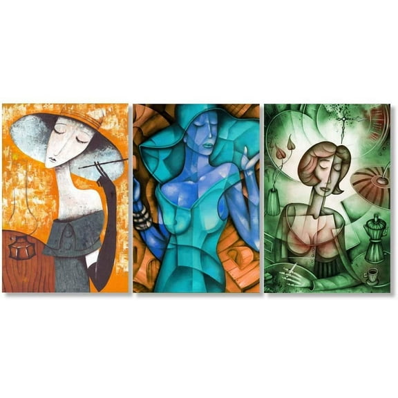 Idea4wall 3 Piece Abstract Canvas Wall Art Graffiti Painting Canvas Prints Modern Home Wall Decor, 16"x24"