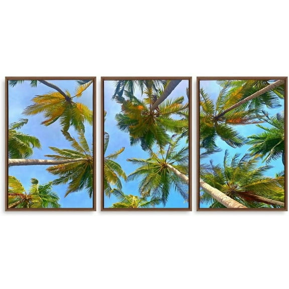 Idea4wall 3 Piece Tropical Canvas Wall Art Palm Tree Canvas Prints Modern Home Wall Decor, 16"x24"