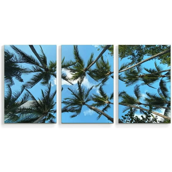 Idea4wall 3 Piece Tropical Canvas Wall Art Palm Tree Canvas Prints Modern Home Wall Decor, 16"x24"