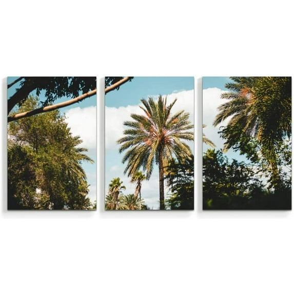 Idea4wall 3 Piece Tropical Canvas Wall Art Palm Tree Canvas Prints Modern Home Wall Decor, 16"x24"