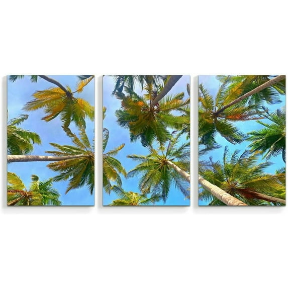Idea4wall 3 Piece Tropical Canvas Wall Art Palm Tree Canvas Prints Modern Home Wall Decor, 24"x36"