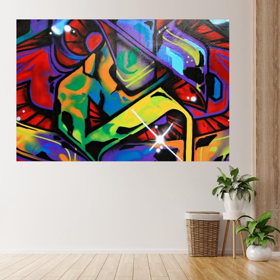 Idea4wall 3pcs Hip pop Street Graffiti Cool Printed Stick Wallpaper Removable Wall Murals Large Wall Stickers for Home Decoration, 48"x72"