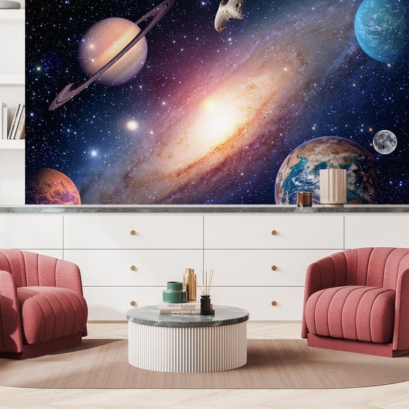 Idea4wall 3pcs Interstellar Cloud Star Galaxy Stick Wallpaper Removable Wall Murals Large Wall Stickers for Home Decoration, 48"x72"
