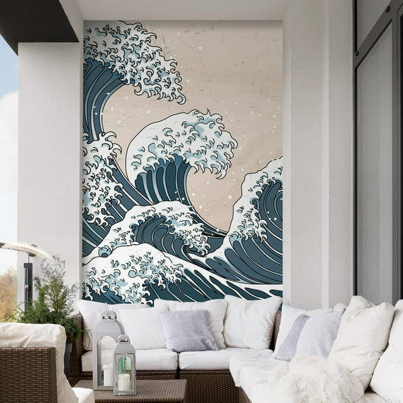 Idea4wall 3pcs Kobe River Japanese Style Stick Wallpaper Removable Wall Murals Large Wall Stickers for Home Decoration, 132"x72"