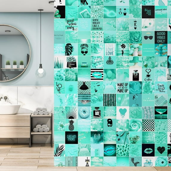 Idea4wall 3pcs Soothing Aqua Inspirational Calming Tones with Uplifting Wall Murals, Not Peel and Stick, Non-Woven Wallpaper Large Wall Decoration for Rooms, 72"x108"