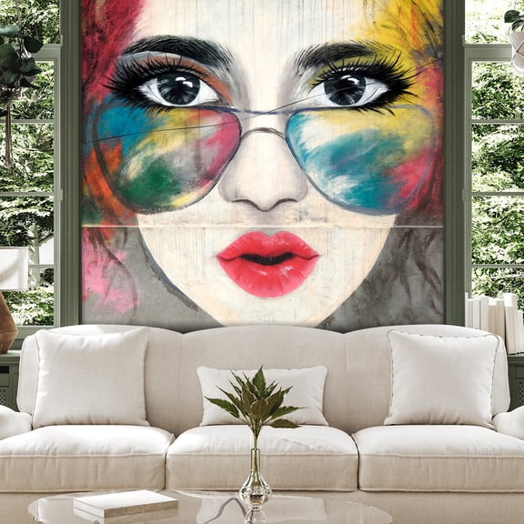 Idea4wall 3pcs Street Art Colorful Graffiti Hip Hop Girl Stick Wallpaper Removable Wall Murals Large Wall Stickers for Home Decoration, 72"x72"
