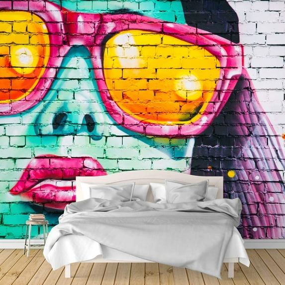 Idea4wall 4pcs Banksy Street Art Peel and Stick Wallpaper Removable Wall Murals Large Wall Stickers for Home Decoration, 66"x24"