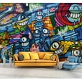 thumbnail image 1 of Idea4wall 4pcs Colorful One-eyed Bacteria Cartoon Printed Stick Wallpaper Removable Wall Murals Large Wall Stickers for Home Decoration, 66"x96", 1 of 5