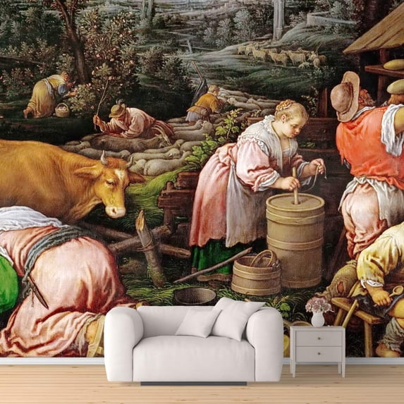 Idea4wall 4pcs Famous Art Painting Peel and Stick Wallpaper Removable Wall Murals Large Wall Stickers for Home Decoration, 66"x24"