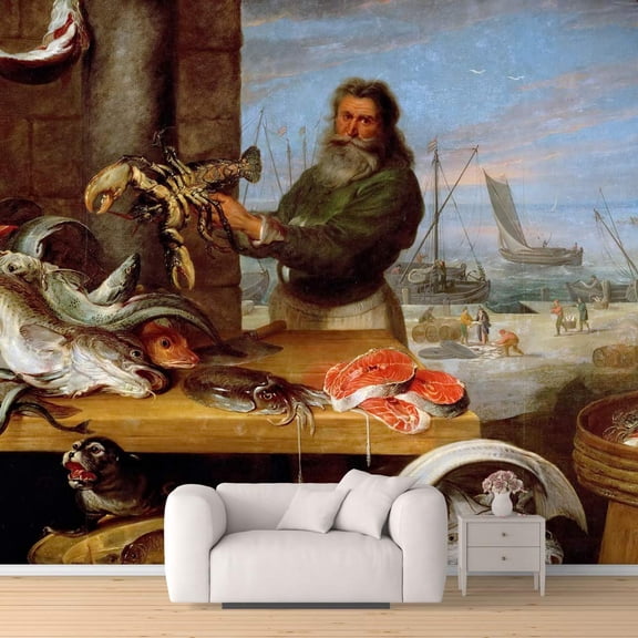 Idea4wall 4pcs Famous Art Painting Peel and Stick Wallpaper Removable Wall Murals Large Wall Stickers for Home Decoration, 66"x24"