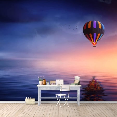 Idea4wall 4pcs Hot Air Balloon Peel and Stick Wallpaper Removable Wall Murals Large Wall Stickers for Home Decoration, 66"x24"