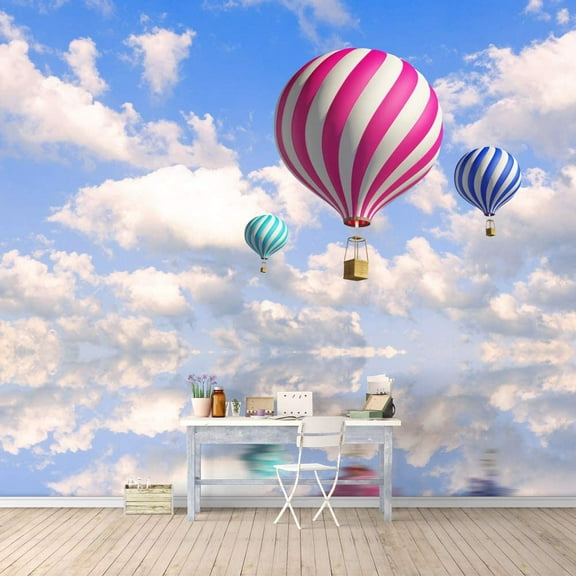 Idea4wall 4pcs Hot Air Balloon Peel and Stick Wallpaper Removable Wall Murals Large Wall Stickers for Home Decoration, 66"x24"