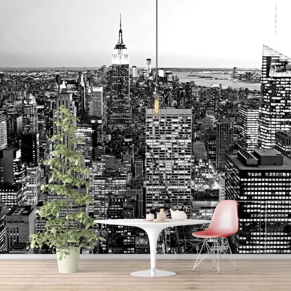 Idea4wall 4pcs Newyork City Peel and Stick Wallpaper Removable Wall Murals Large Wall Stickers for Home Decoration, 66"x24"