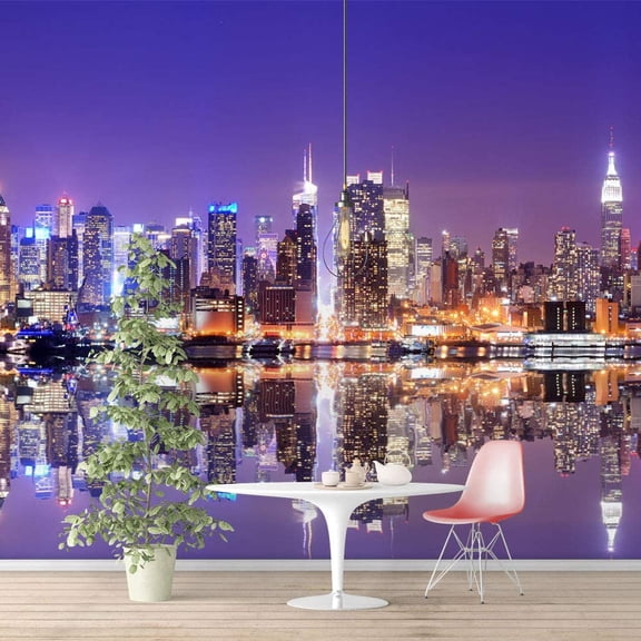 Idea4wall 4pcs Newyork City Peel and Stick Wallpaper Removable Wall Murals Large Wall Stickers for Home Decoration, 66"x24"