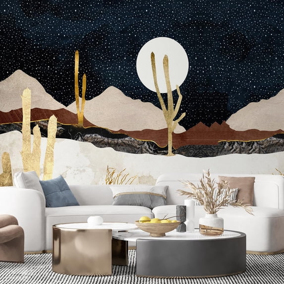 Idea4wall 4pcs Nordic Style Nature Landscape Stick Wallpaper Removable Wall Murals Large Wall Stickers for Home Decoration, 120"x96"