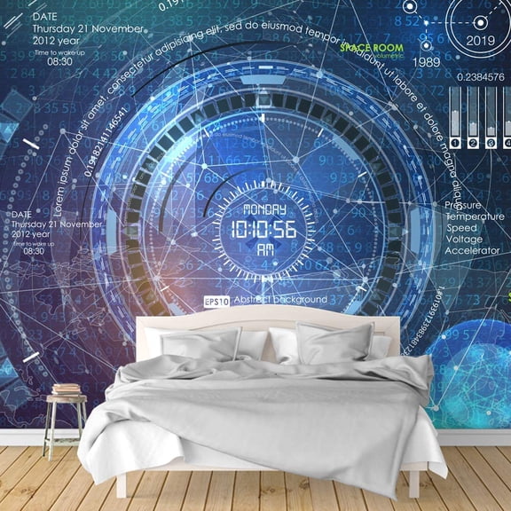 Idea4wall 4pcs Secitific Mechanical Peel and Stick Wallpaper Removable Wall Murals Large Wall Stickers for Home Decoration, 66"x24"