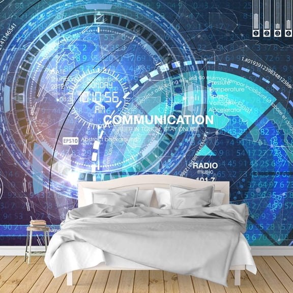 Idea4wall 4pcs Secitific Mechanical Peel and Stick Wallpaper Removable Wall Murals Large Wall Stickers for Home Decoration, 66"x24"