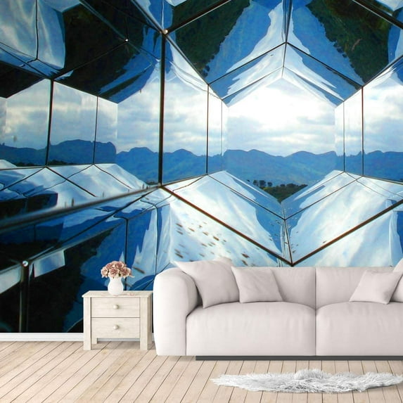 Idea4wall 4pcs Spatial Perspective Peel and Stick Wallpaper Removable Wall Murals Large Wall Stickers for Home Decoration, 66"x24"