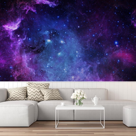 Idea4wall 4pcs Vast Starry Sky Galaxy Stick Wallpaper Removable Wall Murals Large Wall Stickers for Home Decoration, 72"x96"