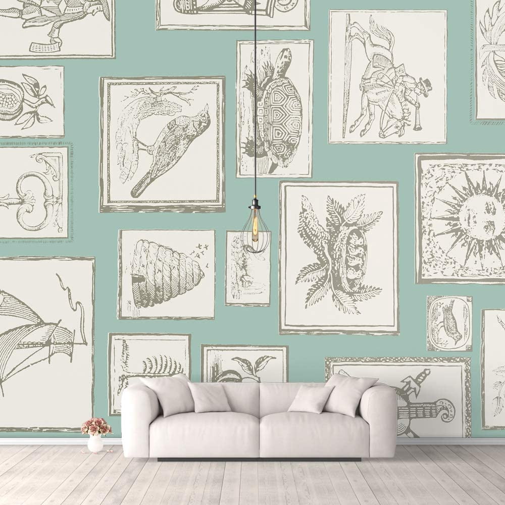 Idea4wall 4pcs Vintage Flowers Peel and Stick Wallpaper Removable Wall ...