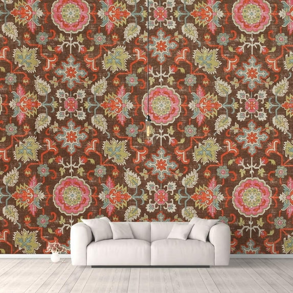 Idea4wall 4pcs Vintage Flowers Peel and Stick Wallpaper Removable Wall Murals Large Wall Stickers for Home Decoration, 66"x24"