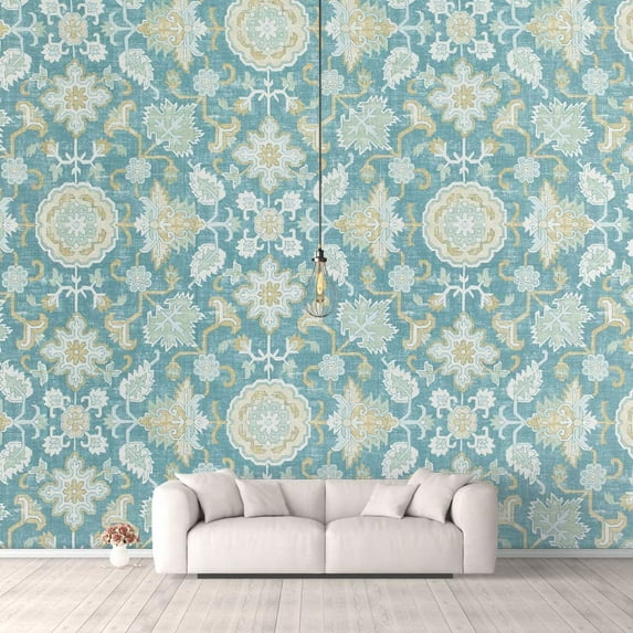 Idea4wall 4pcs Vintage Flowers Peel and Stick Wallpaper Removable Wall Murals Large Wall Stickers for Home Decoration, 66"x24"