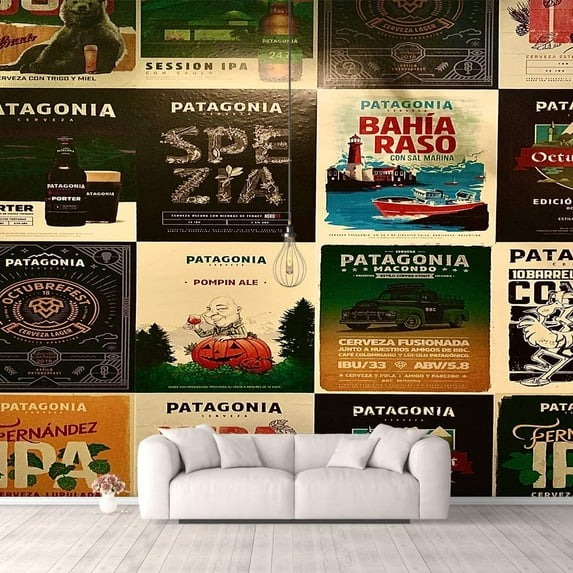 Idea4wall 4pcs Vintage Pictures Collage Peel and Stick Wallpaper Removable Wall Murals Large Wall Stickers for Home Decoration, 66"x24"