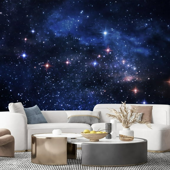 Idea4wall 5pcs Constellation Starry Sky Milky Way Stick Wallpaper Removable Wall Murals Large Wall Stickers for Home Decoration, 108"x120"