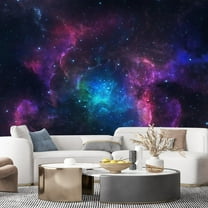 Idea4wall 5pcs Galaxy Eclipse Astronomy & Space Stick Wallpaper Removable Wall Murals Large Wall Stickers for Home Decoration, 108"x120"