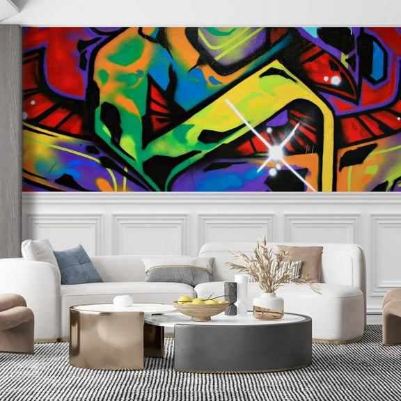 Idea4wall 5pcs Hip pop Street Graffiti Cool Printed Stick Wallpaper Removable Wall Murals Large Wall Stickers for Home Decoration, 48"x120"