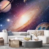 Idea4wall 5pcs Interstellar Cloud Star Galaxy Stick Wallpaper Removable Wall Murals Large Wall Stickers for Home Decoration, 108"x120"