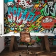 thumbnail image 1 of Idea4wall 5pcs Mural Vibrant Neon Spray Paint Typography Graffiti & Street Art Pop Stick Wallpaper Removable Wall Murals Large Wall Stickers for Home Decoration, 120"x120", 1 of 5