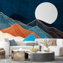 Idea4wall 5pcs Watercolor Granite Marble Mountain Forest Nature Wilderness Stick Wallpaper Removable Wall Murals Large Wall Stickers for Home Decoration, 108"x120"