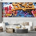thumbnail image 1 of Idea4wall 5pcs Watercolor Street Graffiti Printed Stick Wallpaper Removable Wall Murals Large Wall Stickers for Home Decoration, 48"x120", 1 of 5
