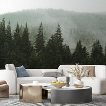 Idea4wall 5pcs Woodland Forest Fir Trees Nursery Decor Stick Wallpaper Removable Wall Murals Large Wall Stickers for Home Decoration, 108"x120"