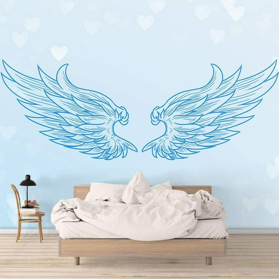 Idea4wall 6pcs Angel wings Peel and Stick Wallpaper Removable Wall Murals Large Wall Stickers for Home Decoration, 100"x24"