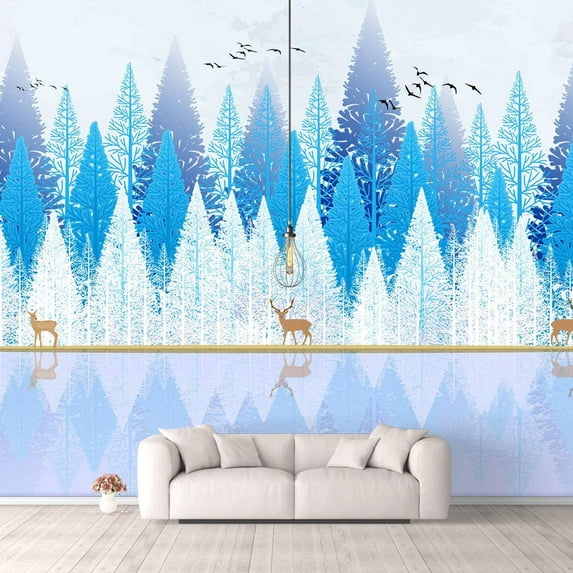 Idea4wall 6pcs Chinese Style Landscape Peel and Stick Wallpaper Removable Wall Murals Large Wall Stickers for Home Decoration, 100"x24"