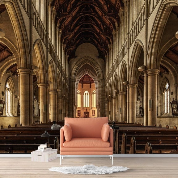 Idea4wall 6pcs Church Peel and Stick Wallpaper Removable Wall Murals Large Wall Stickers for Home Decoration, 100"x24"