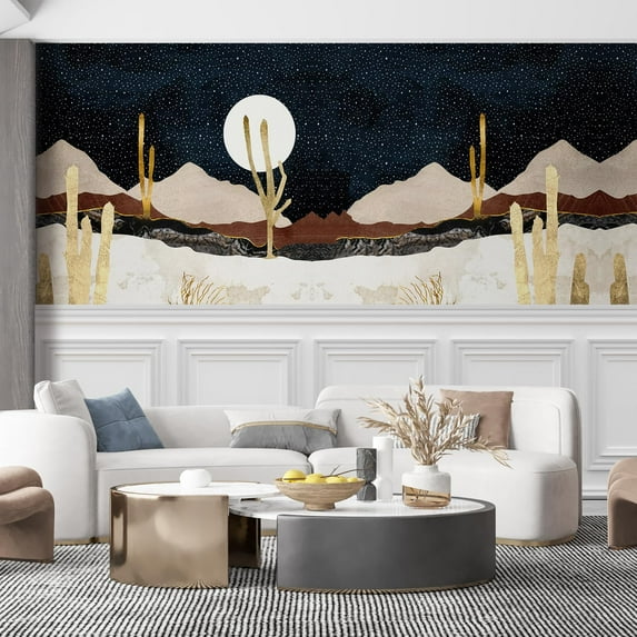 Idea4wall 6pcs Nordic Style Nature Landscape Stick Wallpaper Removable Wall Murals Large Wall Stickers for Home Decoration, 48"x132"