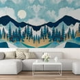 thumbnail image 1 of Idea4wall 6pcs Nordic Style Snowy Mountain & Pine Trees Stick Wallpaper Removable Wall Murals Large Wall Stickers for Home Decoration, 72"x144", 1 of 5