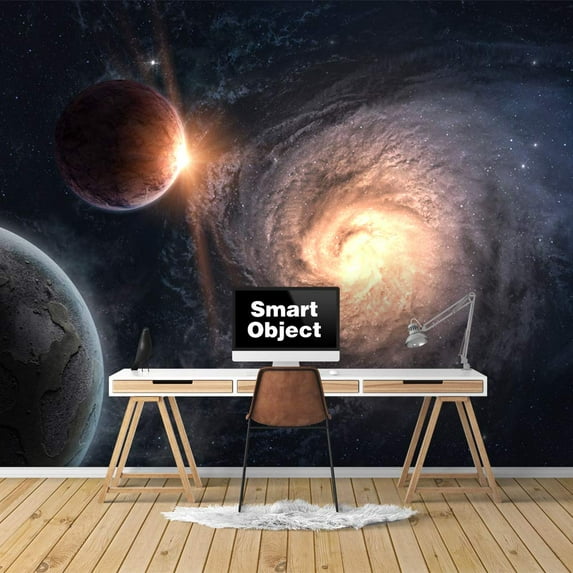Idea4wall 6pcs Planets of Solar System Peel and Stick Wallpaper Removable Wall Murals Large Wall Stickers for Home Decoration, 100"x24"