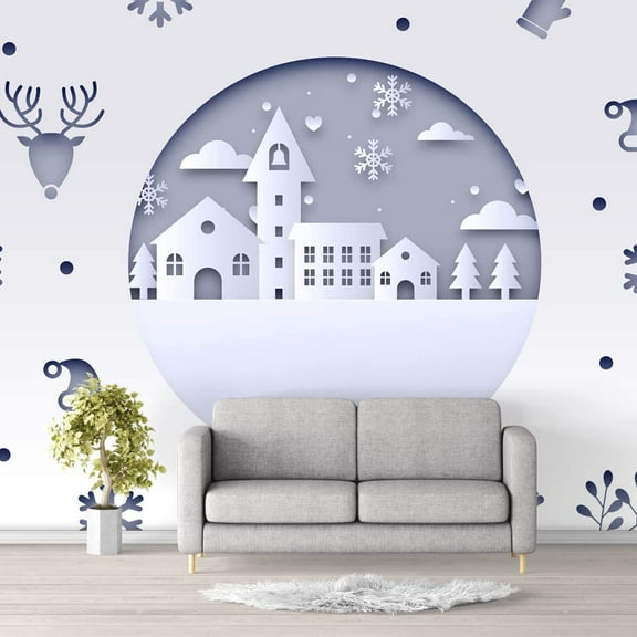 Idea4wall 6pcs Snowflakes Peel and Stick Wallpaper Removable Wall Murals Large Wall Stickers for Home Decoration, 100"x24"