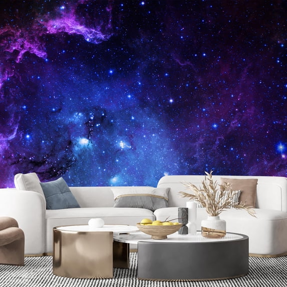 Idea4wall 6pcs Vast Starry Sky Galaxy Stick Wallpaper Removable Wall Murals Large Wall Stickers for Home Decoration, 132"x144"