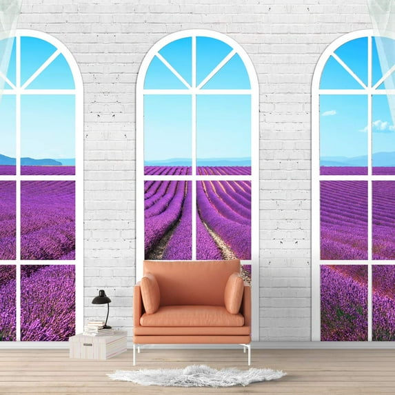 Idea4wall 6pcs Vies from French Window Peel and Stick Wallpaper Removable Wall Murals Large Wall Stickers for Home Decoration, 100"x24"