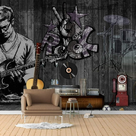 Idea4wall 6pcs Vintage Bar Theme Peel and Stick Wallpaper Removable Wall Murals Large Wall Stickers for Home Decoration, 100"x24"